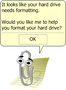 Clippy want to format hard disk